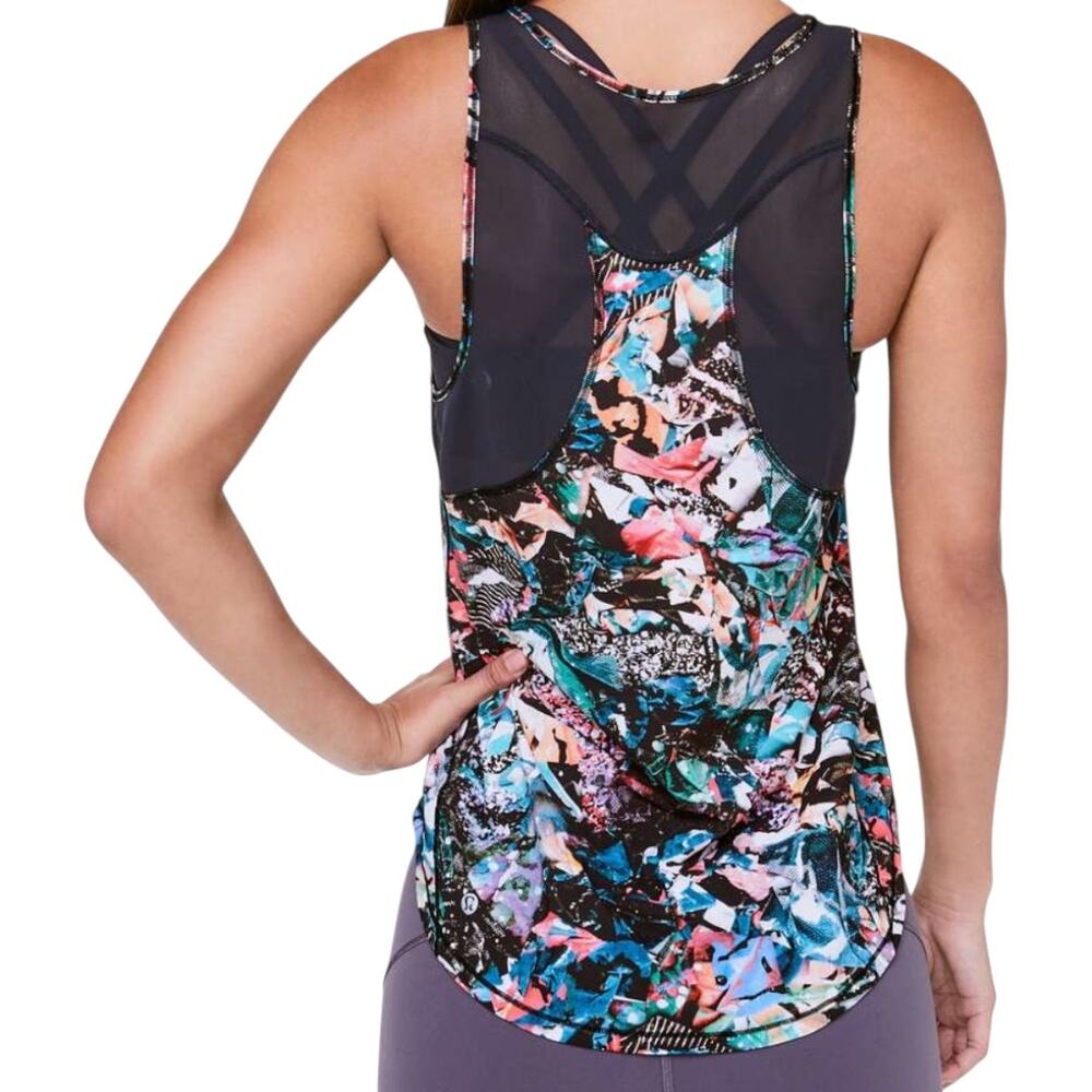 Lululemon Sculpt Tank II UPF 50+ Mesh Sweat-Wicking Colour Crush Multi Black 8
